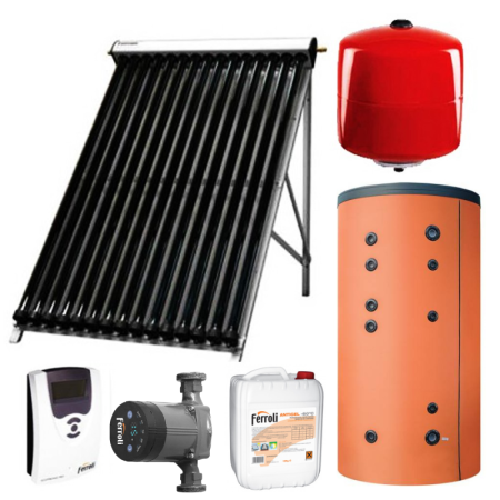 Panouri solare termice - Kit panou solar apa calda Ferroli Ecotube New 2x25 tuburi boiler 500L