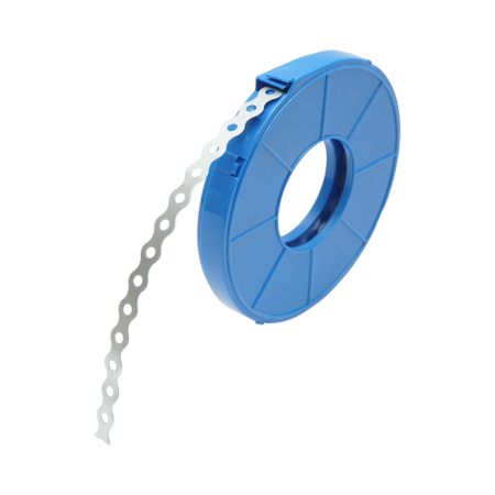 Benzi perforate - DISMC06 – bandă metalică perforată 12x0.7mm, rolă 10m, găuri Ø5mm.