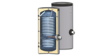 SUNSYSTEM - Boiler 300 litri, cu 2 serpentine marite, pentru pompe de caldura, SUNSYSTEM