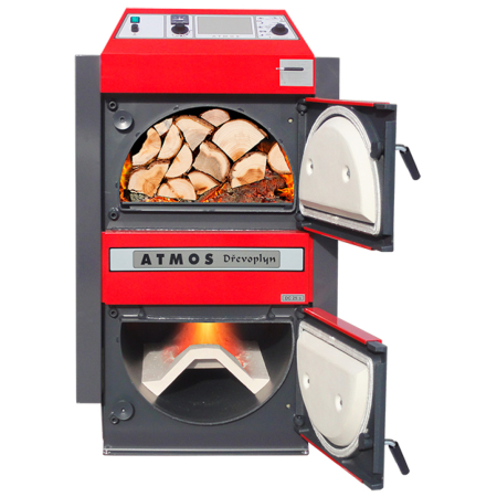 Cazan pe lemne cu gazeificare, 27 kW ATMOS DC25S, dotat cu exhaustor de fum si serpentina de racire [1]