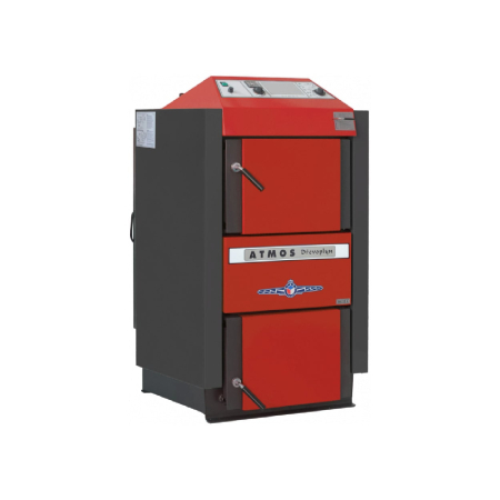 Incalzire - Cazan pe lemne cu gazeificare, 20 kW ATMOS DC20GS, dotat cu exhaustor de fum si serpentina de racire, camera de ardere captusita cu ceramica