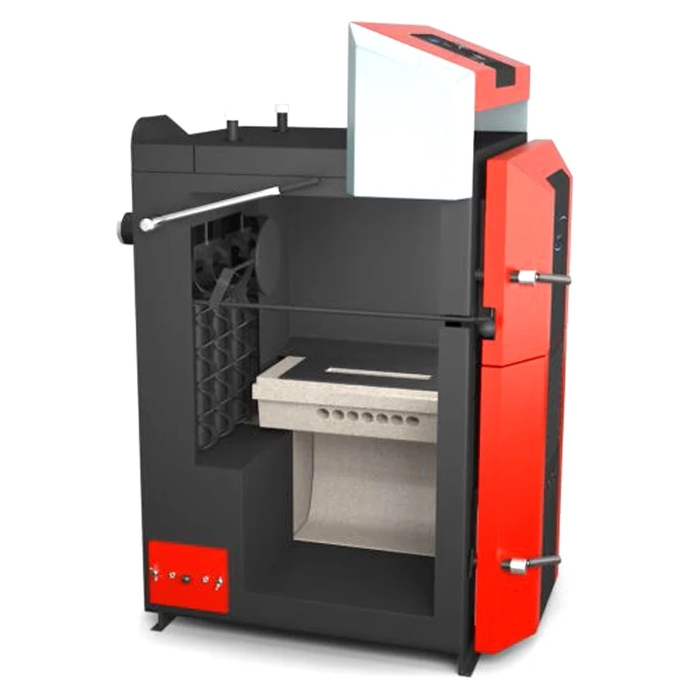 Cazan pe lemne cu gazeificare ATTACK DPX, 25 kW, volum manta apa 100 litri, grosime camera ardere 6 mm, randament 91%, lungime maxima bustean 55 cm, cos evacuare Ø150 mm [7]