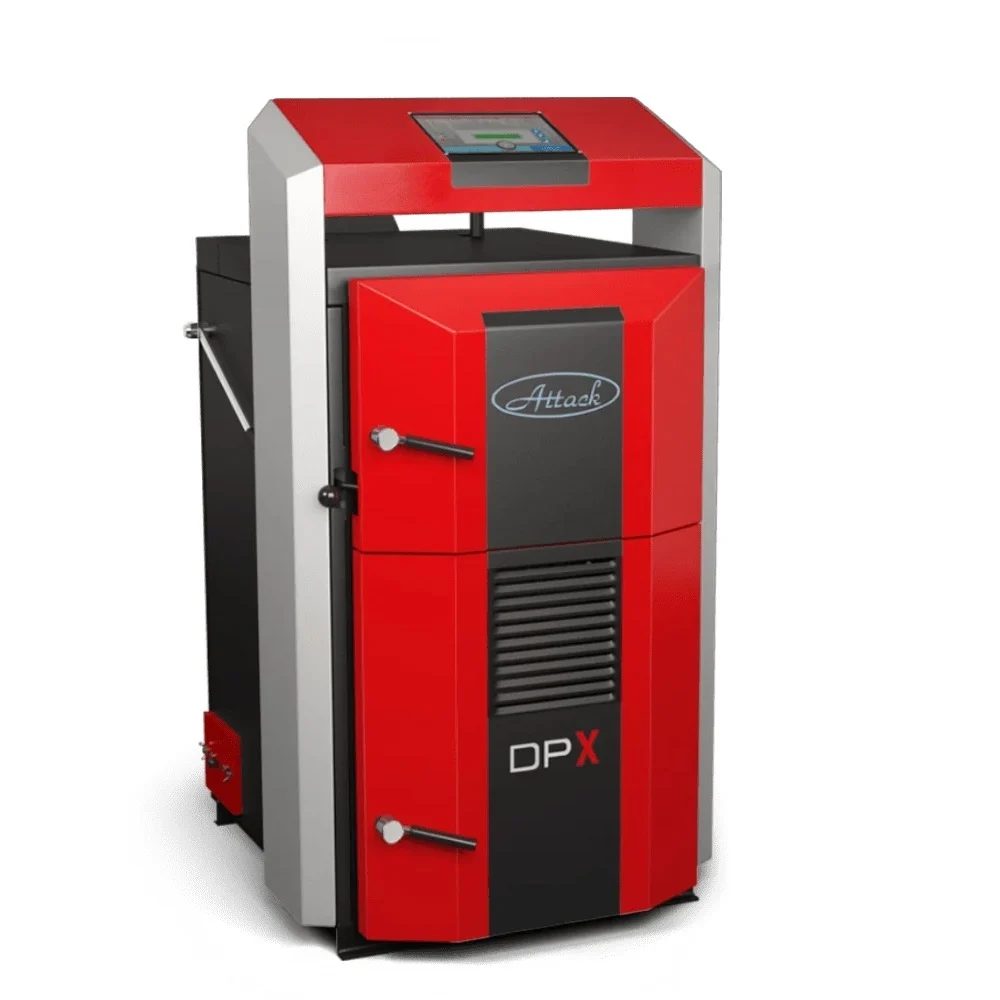 Cazane combustibil solid cu gazeificare - Cazan pe lemne cu gazeificare ATTACK DPX, 35 kW, volum manta apa 110 litri, grosime camera ardere 6 mm, randament 91%, lungime maxima bustean 65 cm, cos evacuare Ø150 mm
