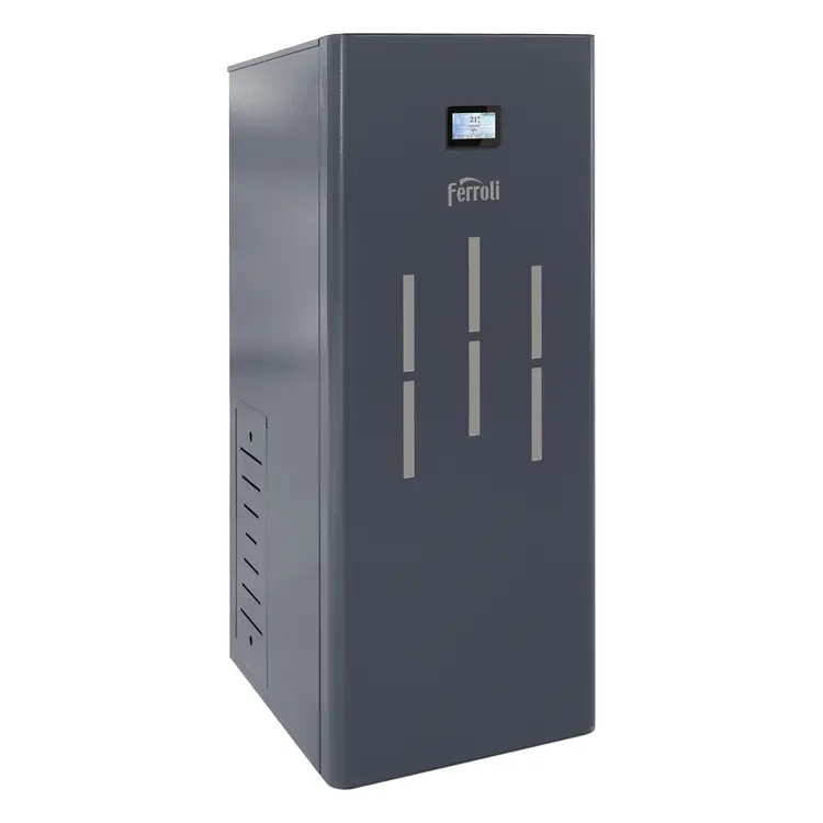 Cazane si centrale - Cazan pe peleti Ferroli BioPellet TOP 24 kW cu buncar 100 kg si autocuratare