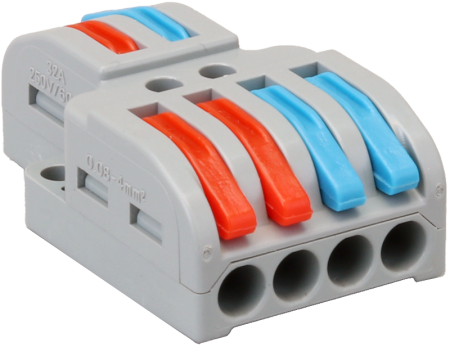 Conexiuni, ramificatii - Clema de legaturi fara surub, care poate fi deschisa 0.5-4mm², 32A, 400VAC 2P OVO2P24