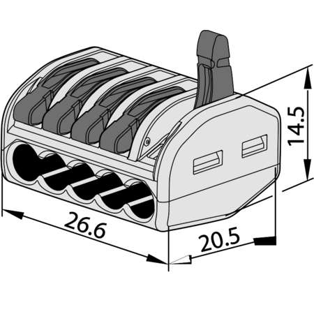 Clema de legaturi fara surub, care poate fi deschisa 0.75-4mm², 32A, 400VAC 5P OVO2,5-5 [1]
