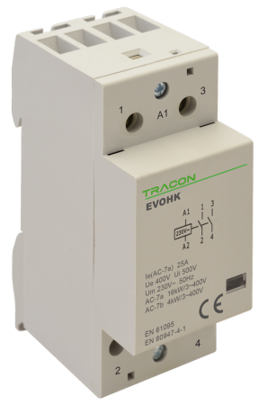 Contactoare modulare de instalatii - Contactor modular de instalatii, 2 module, 40A, 230-400V - Tracon EVOHK2-40