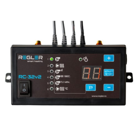 Termostate / Controlere / Automatizari - Controler centrala pe lemne REGLER RC 32v2 PID, comanda pompa IC si ventilator