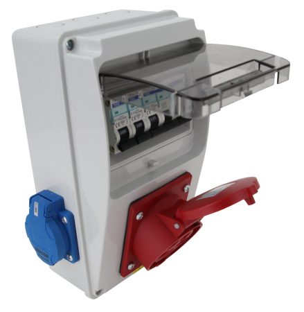 Cutie de distributie cu protectie MCB, 2×SCHUKO + 1×16A (3P+N+E), 400V - Tracon TDB01-6MV [2]