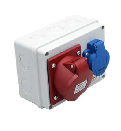 Cutii de distributie - Cutie de distributie fara protectie, 1×SCHUKO + 1×16A (3P+N+E), 400V - Tracon TDB06-0M