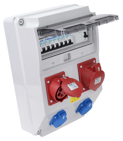 Cutie de distributie industriala cu protectie, 2×SCHUKO + 1×16A 5P + 1×32A 5P 400V - Tracon TDB12-12MV [3]