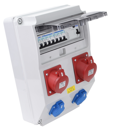 Cutie de distributie industriala cu protectie, 2×SCHUKO + 1×16A 5P + 1×32A 5P 400V - Tracon TDB12-12MV [1]