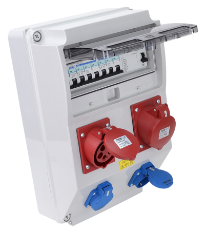 Cutie de distributie industriala cu protectie, 2×SCHUKO + 1×16A 5P + 1×32A 5P 400V - Tracon TDB12-12MV [2]
