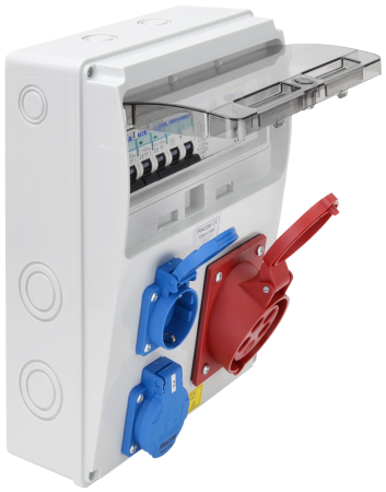 Cutie de distributie industriala cu protectie, 2×SCHUKO + 1×32A 5P 400V - Tracon TDB10-11MV [2]