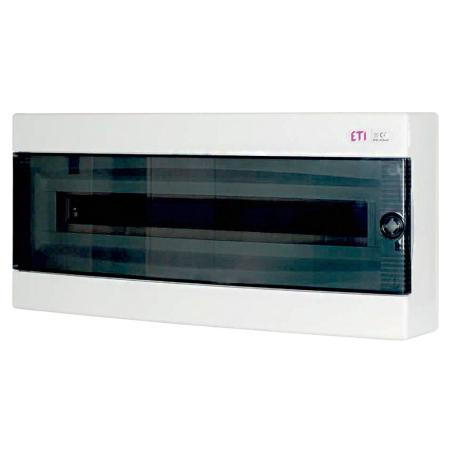 Cutii si tablouri electrice de distributie - Cutie distribuție aparentă ETI ECT 1x24PT 24 module, 1 rând, IP40, ușă transparentă, tablou interior