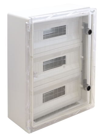 Cutii de distributie - Cutie distributie modulara din material plastic, usa transparenta 3x17 module, IP65 IK10 1000V AC/DC - Tracon TME504018MT