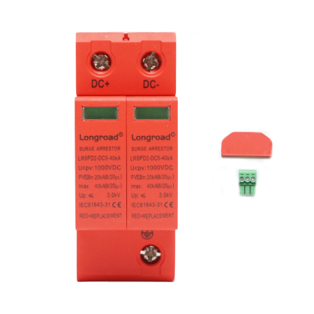 LONGROAD - Descarcator de supratensiune cu semnalizare pentru sisteme fotovoltaice DC, 2P, tip C, 1000 VDC - Longroad BK77749