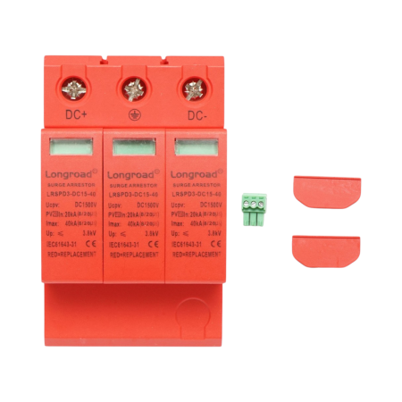 LONGROAD - Descarcator de supratensiune cu semnalizare pentru sisteme fotovoltaice DC, 3P, tip C, 1500 VDC - Longroad BK77748