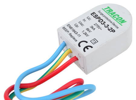 Dispozitive de protectie impotriva supratensiunii - Descarcator de supratensiune incorporabil in doza T3 AC 2P BEEP 3kA 230V - Tracon ESPD3-3-2P