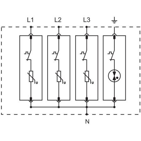 Descarcator de supratensiune T1+T2 AC elem. mod. inlocuibil 3+1P 20kA 400V - Tracon ESPD1+2-12.5-3+1P [3]