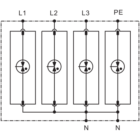 Descarcator de supratensiune T1+T2 integrat AC 3+1P 50kA 400V - Tracon ESPD1+2-50-3+1P [3]
