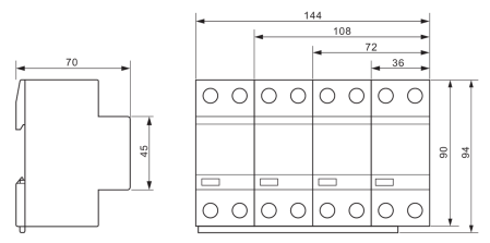 Descarcator de supratensiune T1+T2 integrat AC 4P 50kA 400V - Tracon ESPD1+2-50-4P [2]