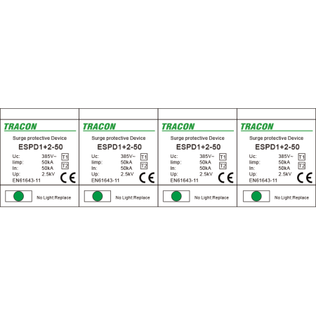 Descarcator de supratensiune T1+T2 integrat AC 4P 50kA 400V - Tracon ESPD1+2-50-4P [1]