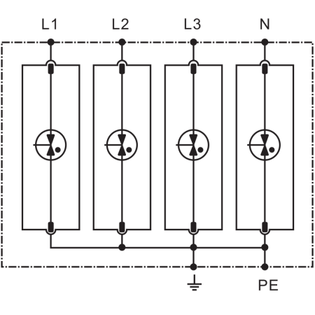 Descarcator de supratensiune T1+T2 integrat AC 4P 50kA 400V - Tracon ESPD1+2-50-4P [3]