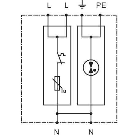 Descarcator de supratensiune T1+T2+T3 integrat AC 1+1P 100kA 230V - Tracon ESPD1+2+3-25-1+1P [2]