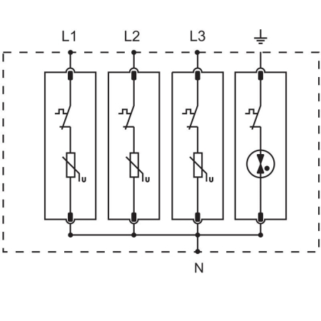 Descarcator de supratensiune T2 AC elem. mod. inlocuibil Imax 40kA 3+1P 400V - Tracon ESPD2-40-3+1P [3]