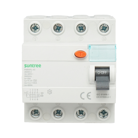 Sigurante electrice automate - Intrerupator automat diferential 4P 25A 300mA 6kA tip A - Suntree DISMB60