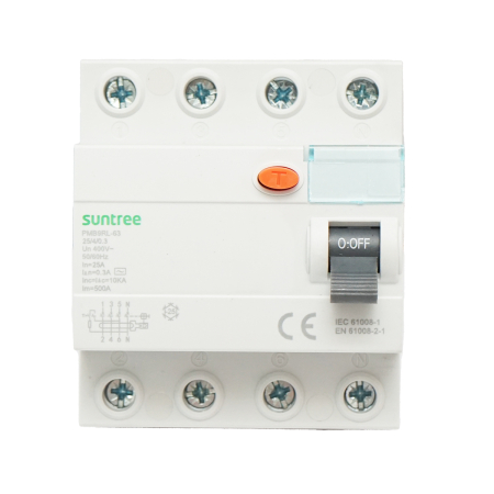 SUNTREE - Întrerupător automat diferențial Suntree 4P 6kA – 25A/40A, tip A/AC, 30–300mA