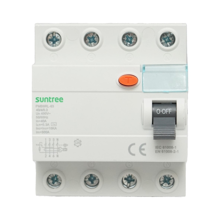 Sigurante Tetrapolare cu protectie diferentiala - Întrerupător automat diferențial Suntree 4P 6kA – 25A/40A, tip A/AC, 30–300mA