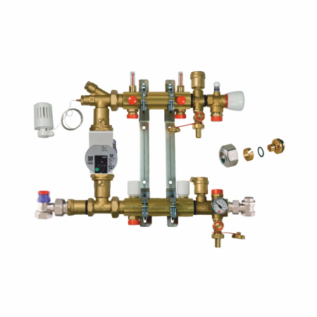 Distribuitoare - Kit distribuitor complet echipat cu grup de pompare, 1" x 3/4"E x(16x2,0) - 2 CIRCUITE, GIACOMINI