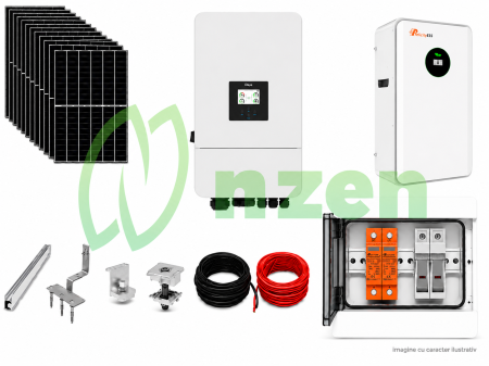 KIT-URI PANOURI FOTOVOLTAICE COMPLETE - Kit fotovoltaic hibrid Deye 5kW trifazat cu baterie Felicity 11.8kWh
