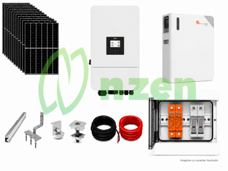 KIT-URI PANOURI FOTOVOLTAICE COMPLETE - Kit fotovoltaic hibrid Deye 5kW trifazat cu baterie Felicity 5.12kWh
