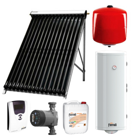 Panouri solare termice - Kit panou solar apa calda Ferroli Ecotube New 15 tuburi boiler 150L