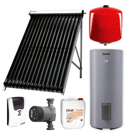 Panouri solare termice - Kit panou solar apa calda Ferroli Ecotube New 2x20 tuburi boiler 300L