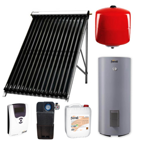 Pachete panouri solare presurizate - Kit panou solar apa calda Ferroli Ecotube New 2x20 tuburi boiler 300L