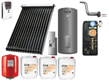 Panouri solare termice - Kit panou solar apa calda Ferroli Ecotube New 25 tuburi boiler 200L