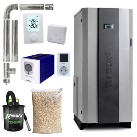 Cazane combustibil solid pe peleti - Pachet centrală pe peleți Termax Compact 30 kW cu UPS KOPH 700 W și accesorii