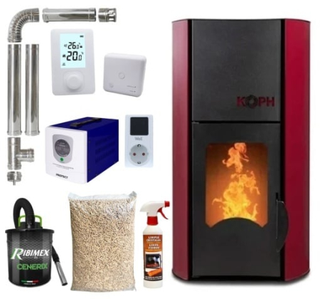 Termoseminee - Pachet termosemineu KOPH PM 30 kW, buncăr 30 kg, UPS 700 W și kit evacuare Ø80 mm