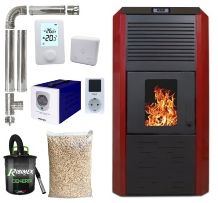 Termoseminee - Pachet termosemineu Termax Kamin ECO 30 kW cu UPS 700 W, Bordo