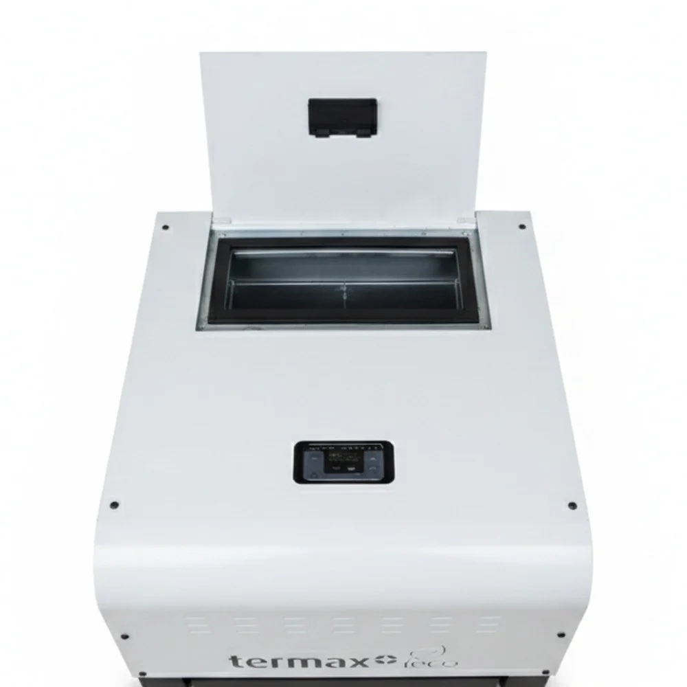 Pachet termosemineu pe peleti Termax Kamin ECO, 25 kW, 160 mp, buncar peleti 45 kg, volum apa 42 litri, diametru cos fum ⌀80 mm, vas expansiune si pompa recirculare incluse, Alb [2]