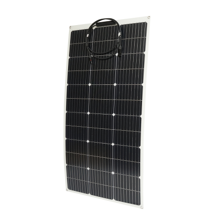 Panou solar flexibil portabil 100W monocristalin, Vmp ~18V, pentru sisteme 12V/24V cu regulator; dimensiuni 1060×535×3 mm. [1]