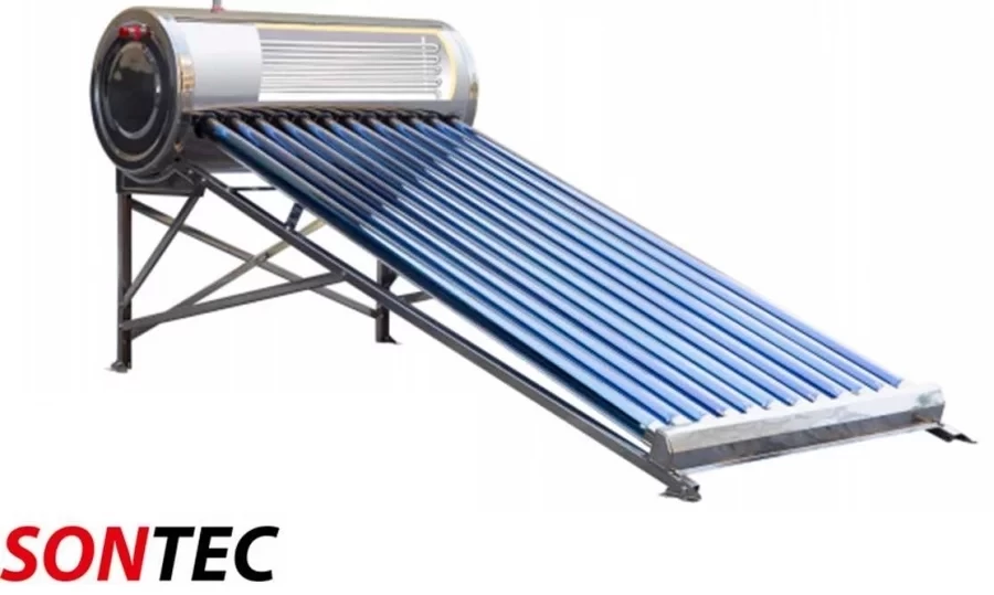 Panouri solare termice - Panou solar apa calda nepresurizat cu serpentina presurizata din cupru si flotor - Boiler 125 litri/15 tuburi