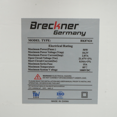 Panou solar fotovoltaic monocristalin Breckner 20-50W 18V BK87422 BK87423 BK87424 [2]