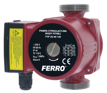 FERRO - Pompa circulatie pentru apa potabila FERRO 25-40 130