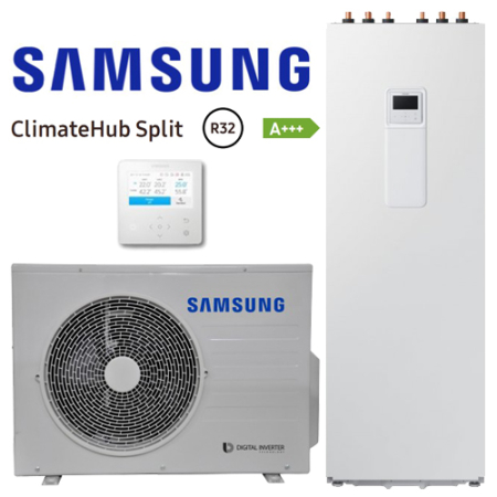 Split cu boiler incorporat - Pompa de caldura R32 "All in One" Climate Hub Split cu boiler incorporat 200L 4 kW (1x230V) SAMSUNG AE040RXEDEG/EU + AE200RNWSEG/EU
