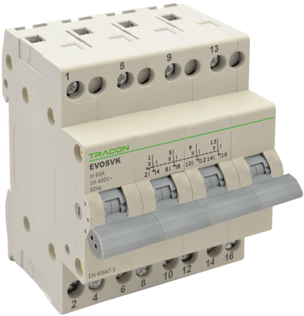 Sigurante electrice automate - Selector modular, 4P, 32A, 400V AC - Tracon SVK4-32